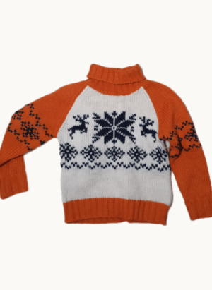 pull bébé nordique fair isle orange bleu tunisie