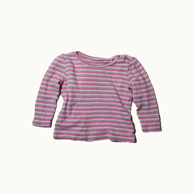 💗 Sweet Stripes Comfort Tee: Pink & White Long-Sleeve Cotton Top 💗