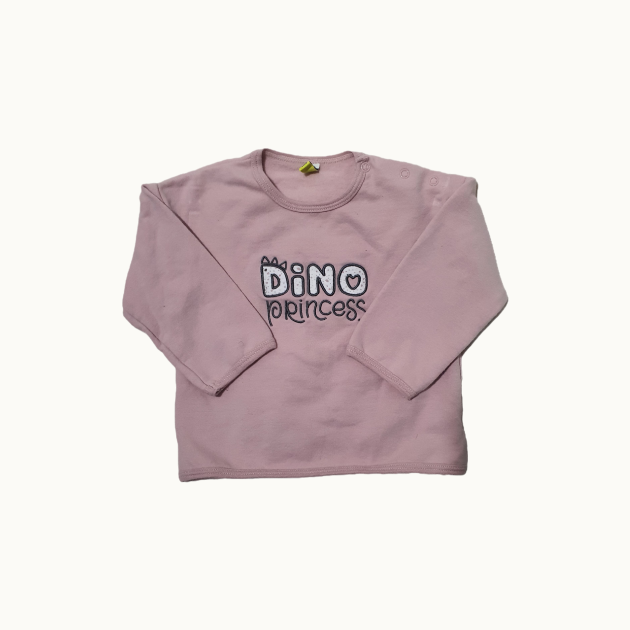 🦕 Soft Pink “Dino Princess” Long-Sleeve Top – LOSAN (3–6 Months / 68 cm)